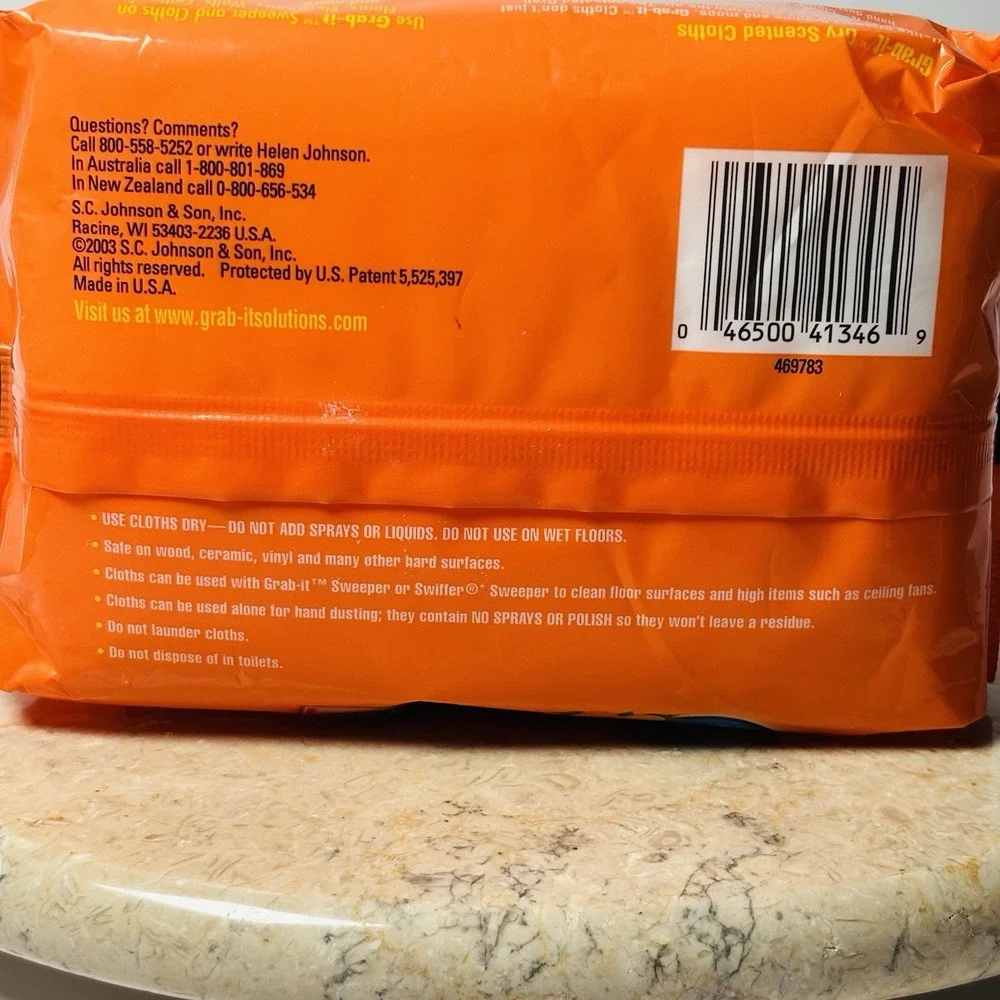 Pledge Grab It Dry Cloths Orange Citrus -10 Dry 8 in x 11.5 in Disposable Cloths